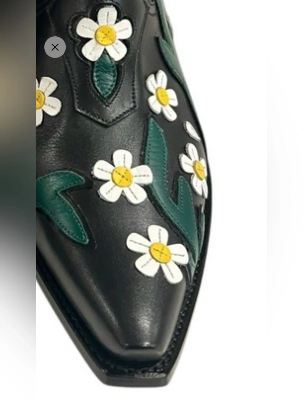 Valentino Garavani Black Leather Daisy Ankle‎ Cowboy Boots 5.5 - 6 Women Size 36